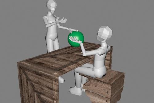 Person (standing) paying a vendor (sitting) preview image